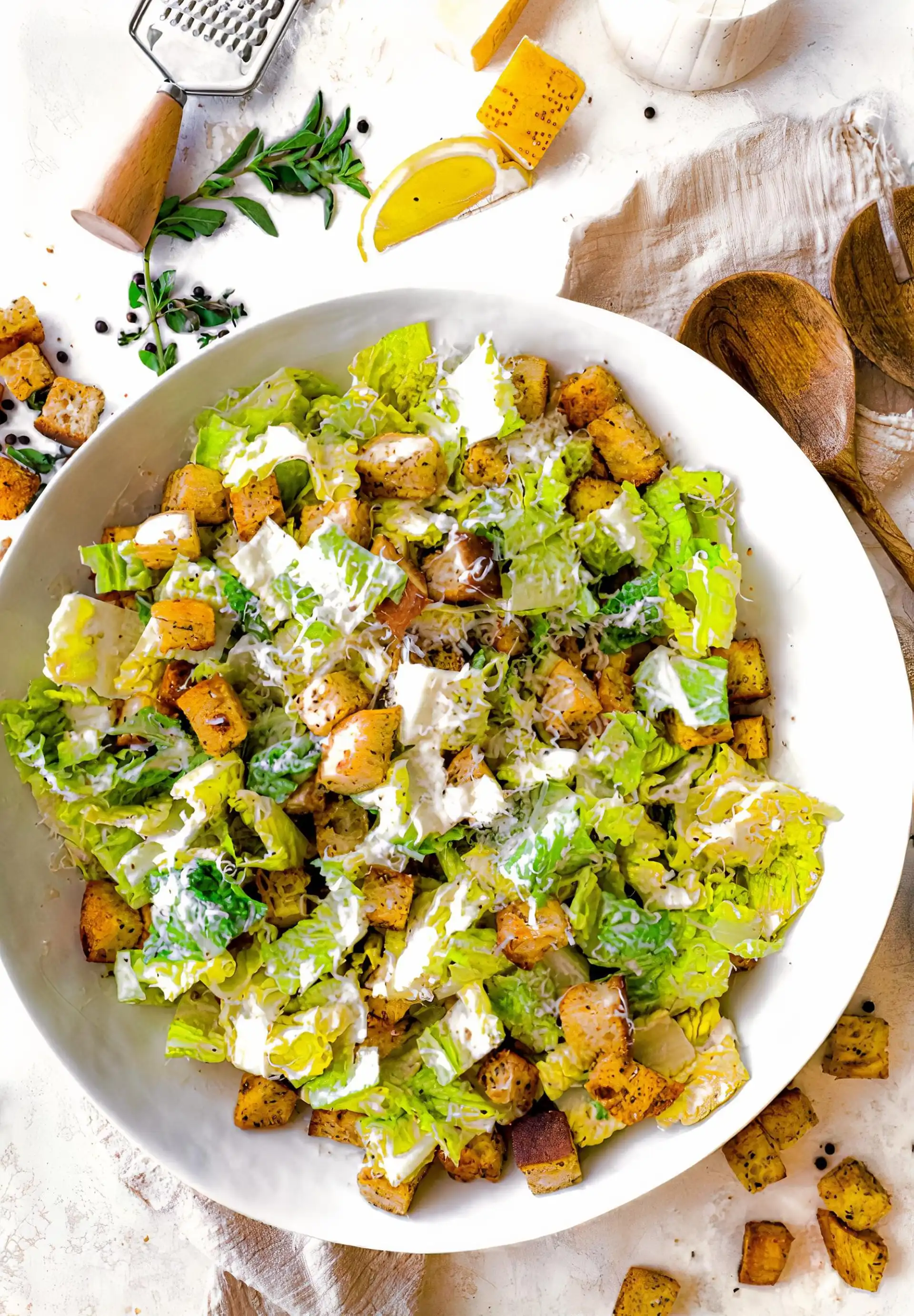 Caesar salad with Parmesan and croutons